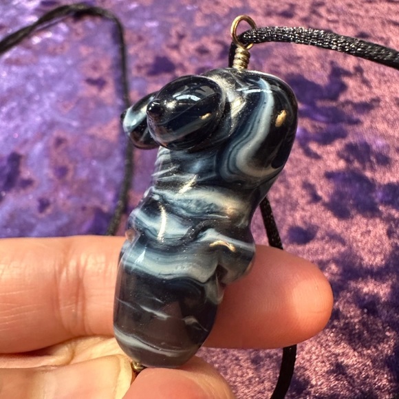 Goddess Figural Woman Feminine Charm Handblown Glass Celestial Necklace - Picture 4 of 8